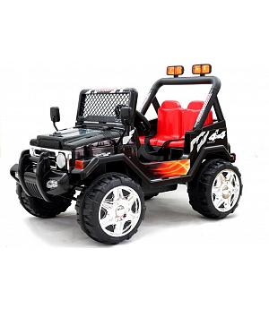 JEEP 12V NEGRO ( PLAZA Y MEDIA), MANDO RC PARENTAL, RUEDAS GOMA EVA  - LE2549